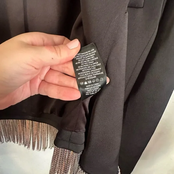 NWT Alice and Olivia Crystal Fringe Cropped Blazer - Picture 10 of 12